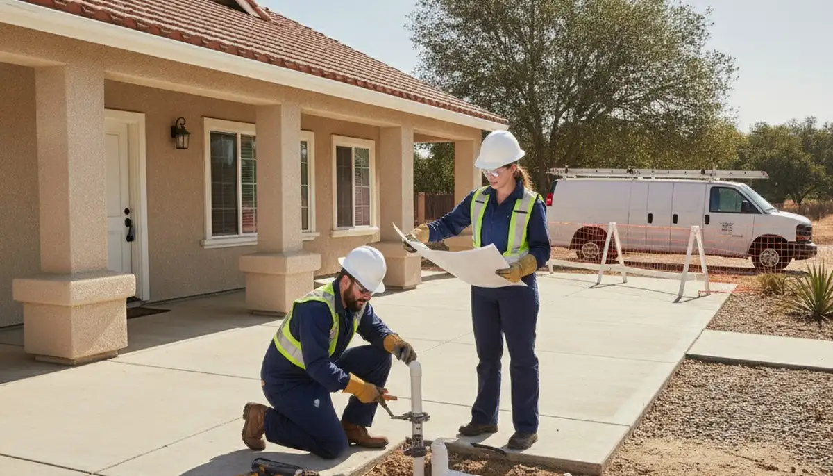 Plumber repairing a pipe in Redding, CA for plumbing repair services
