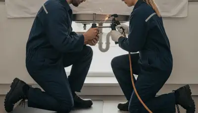 Redding, CA plumber repairing a residential pipe leak for fast home plumbing service