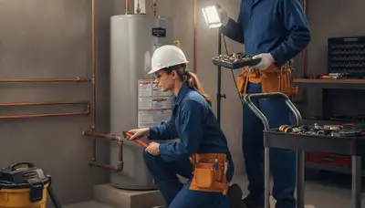 Plumber repairing a home pipe in Redding, CA for fast plumbing repair service