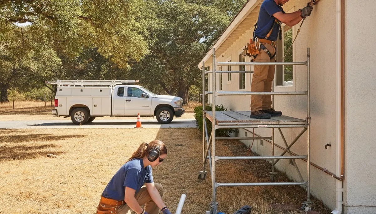 Plumber repairing a pipe in Redding, CA for residential plumbing service