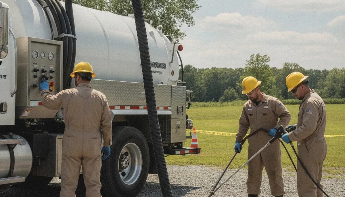 Septic pumping service truck for Redding, CA homes by On Call Plumbers