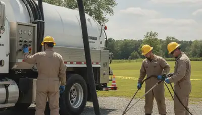 Septic pumping service truck for Redding, CA homes by On Call Plumbers